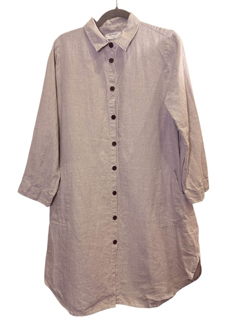 Nomad The Label 100% Linen Women’s Button-Down Minimalist Lagenlook Tunic Dress
